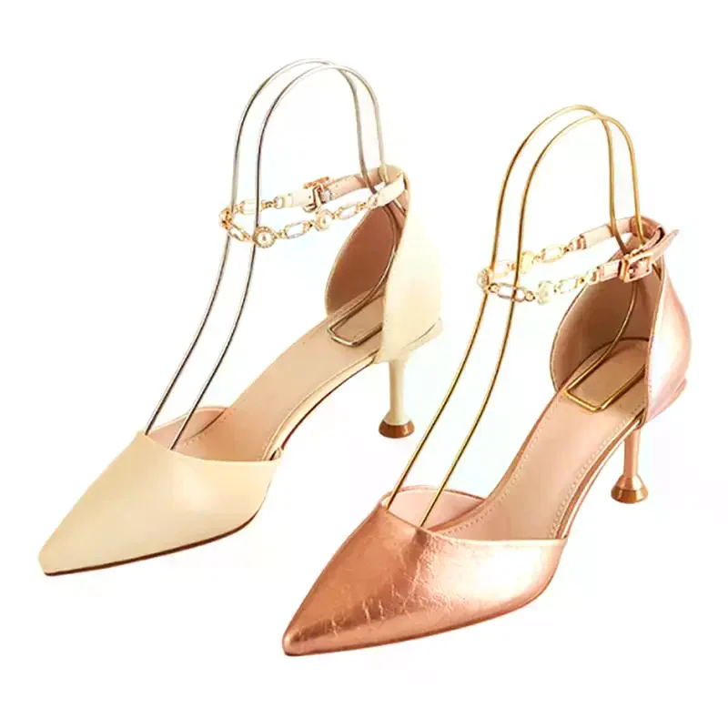 

Stainless Steel Heel Shoe Stretcher Display Stand Rack Elegant Wire Shoe Holder For Retail Store Home Shoe Collection