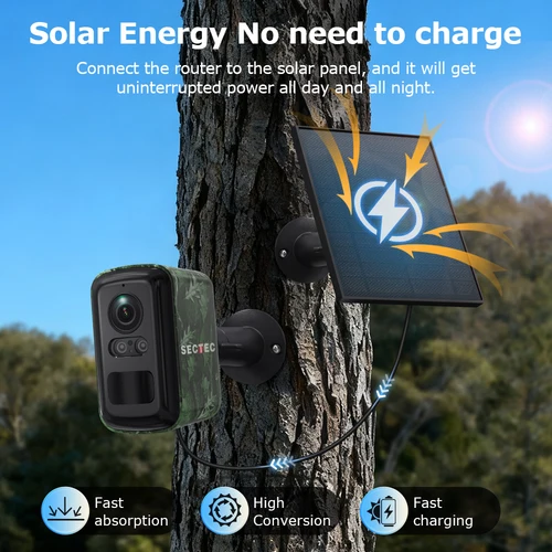 Imagen 2 del producto Sectec 5MP Mini cámara Solar 4G vigilancia en exterior camuflaje Color WiFi cámara de seguridad detección PIR seguimiento automático aplicación UBox