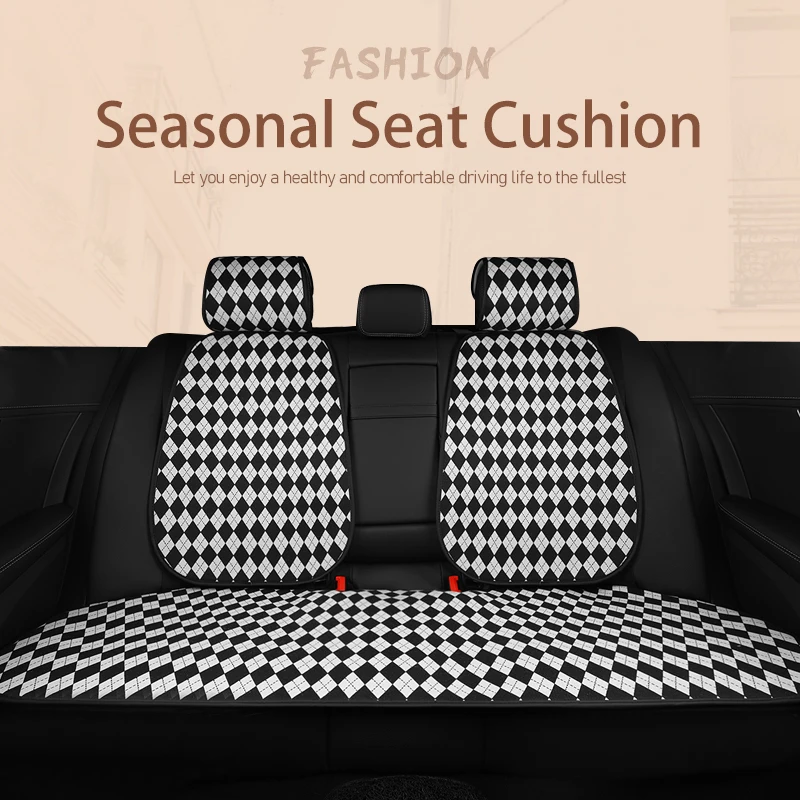 Breathable Cotton Hemp Car Seat Cover Full Set Four Seasons Universal Car Seat Cushion Fashion Auto Seat Protector Pad