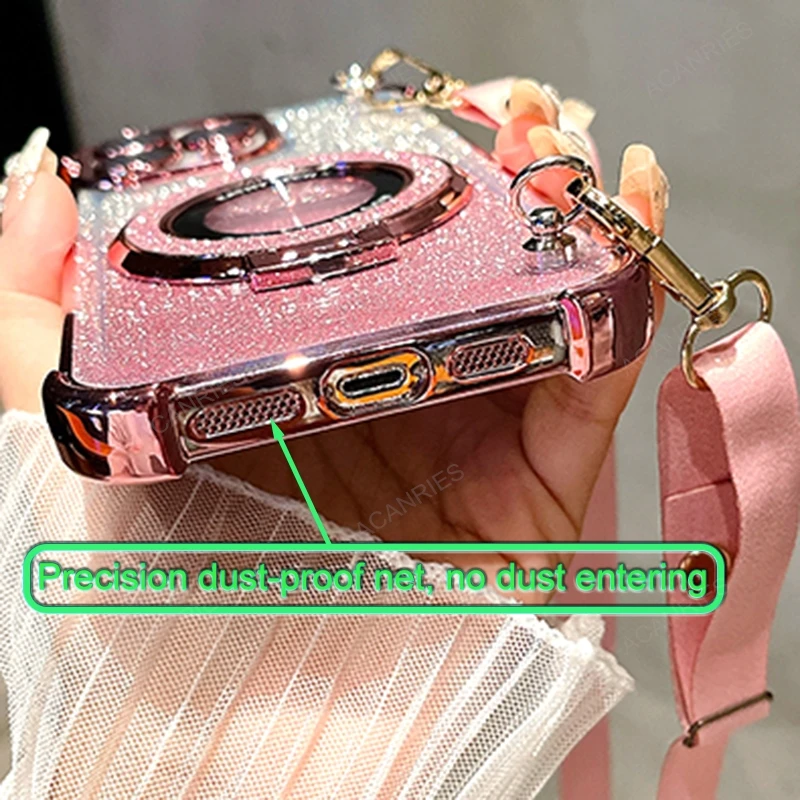 For Samsung Galaxy A73 5G A53 A52 A33 A32 A52s A23 A13 4G Crossbody Lanyard Four Corner Anti-shock Plating Case A 53 Stand Cover image 5