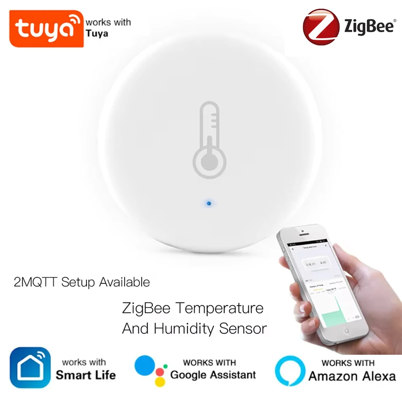 

Умный датчик температуры и влажности Tuya Smart ZigBee 3,0, питание от аккумулятора, безопасность через приложение Smart Life для Alexa Google Home