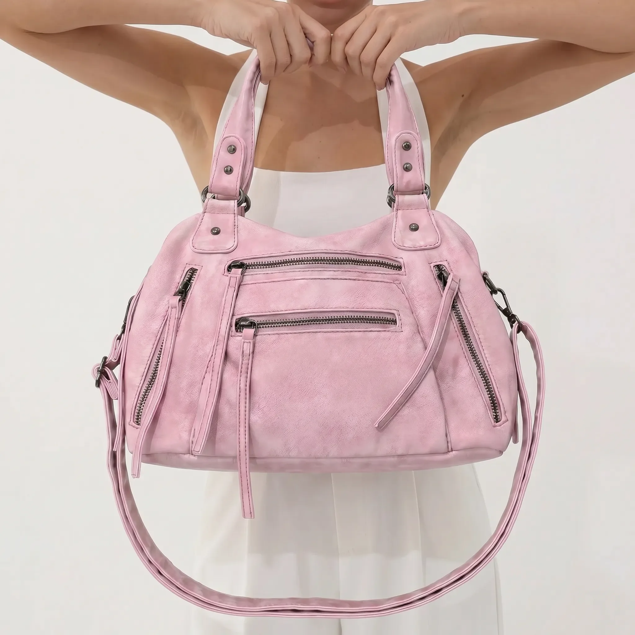 Street style Y2K women's multi pocket motorcycle bag with large capacity vintage crossbody shoulder bag