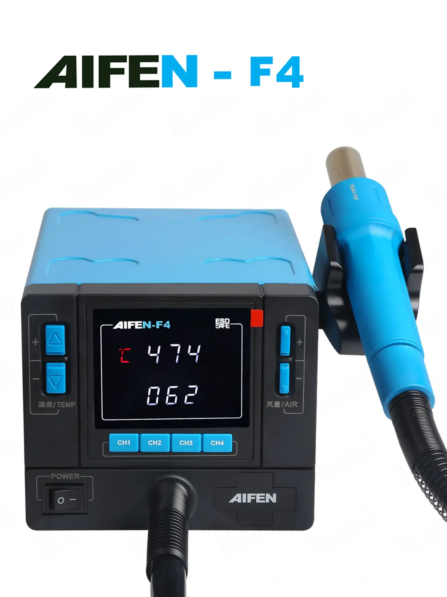 AIFEN F4 1000W Heißluft-Lötstation, Mikrocomputer, Digitalanzeige, BGA-Lötstation, gebogene Düse, Schweiß- und Reparaturwerkzeug
