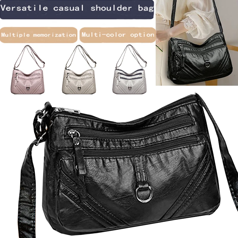 

Многоцветная винтажная кожаная сумка через плечо, универсальная повседневная сумка, с несколькими отделениями, повседневная прогулка, модная и практичная