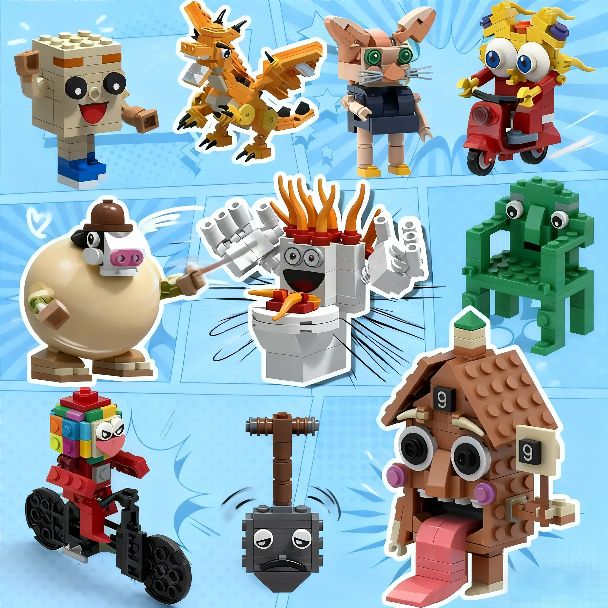 

Строительные блоки Brainrot Bricks Tung Tung Sahur Tralalero, забавный комплект модели для сборки, креативный подарок для детей, подростков и взрослых