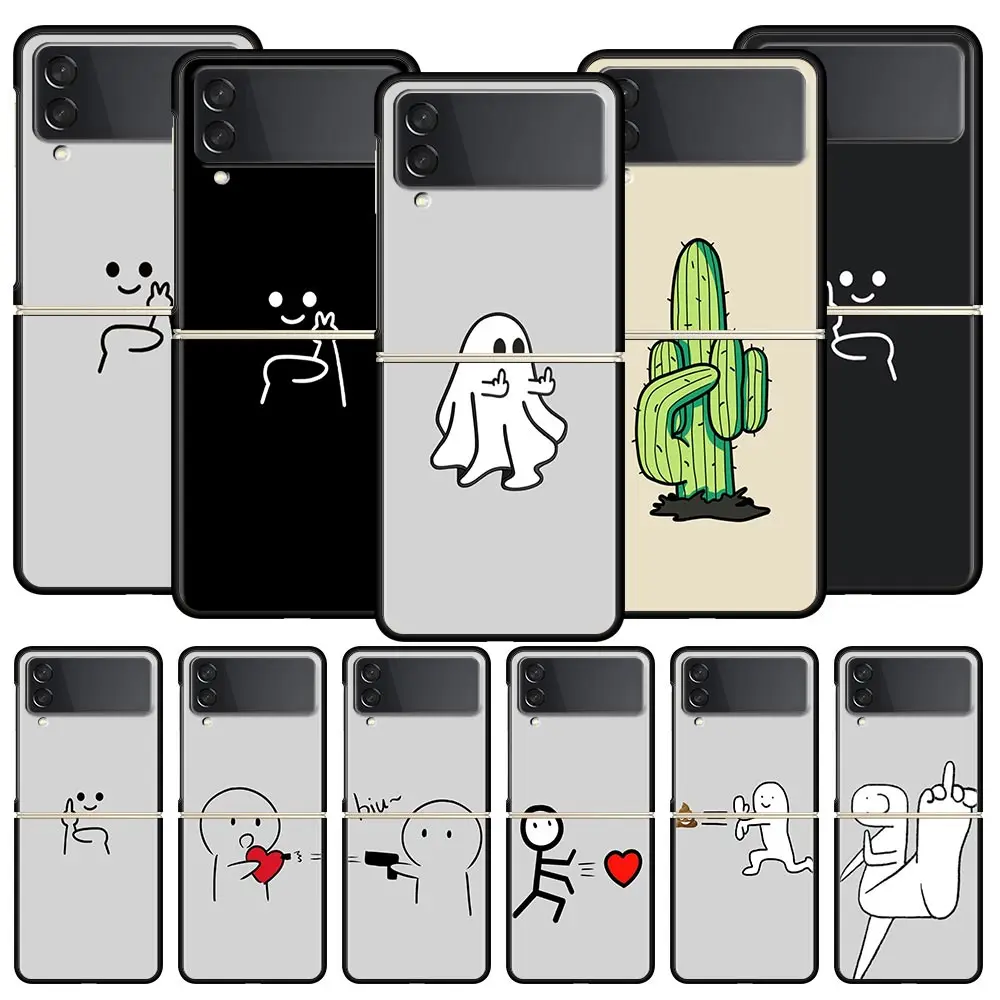 Cute Middle Finger Phone Case For Samsung Galaxy Z Flip3 Flip4 Flip5 Case Shell For Z Flip 3 4 5 6 7 Hard Folding Cover