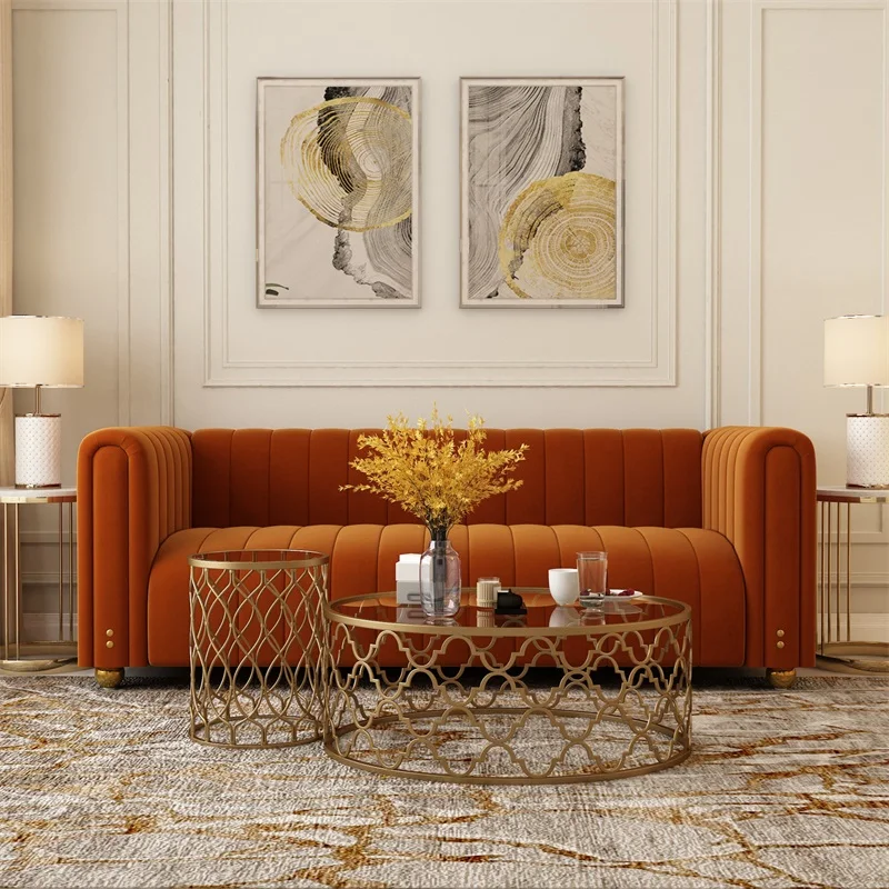 

Light luxury modern Nordic living room three-person sofa simple fabric designer studio hotel reception sofa Hong Kong style