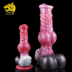 YOCY Giant Wolf  Dildo 9.5cm Thick Knot Dog Penis Big Cock Anal Sex Toy For Women Men Butt Expansion Masturbator With Sucker