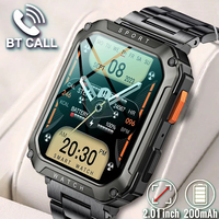 Rugged Military Men Smart Watch For Android IOS Ftiness Watches IP67 Waterproof 2.01'' AI Voice Bluetooth Call Smartwatch 2023