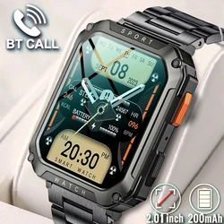 Reloj inteligente militar resistente para hombre, dispositivo resistente al agua IP67, con llamadas por Bluetooth y voz ia de 2,01 pulgadas, para Android e IOS, 2023