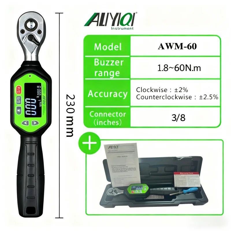 AWM-10,30,60 100 135 N.M 1/4 3/8 1/2 In.ch Screen  Regular Display Mini Digital Torque Wrench Bicycle Repair Hand Tools