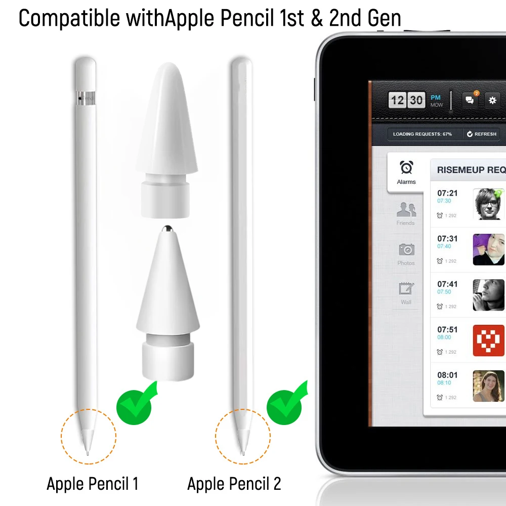 Anti-slip Pencil Tips for Apple Pencil 1st 2nd Generation Wear Resistant Replacement Tip Spare Pen Nib For iPencil 1/2