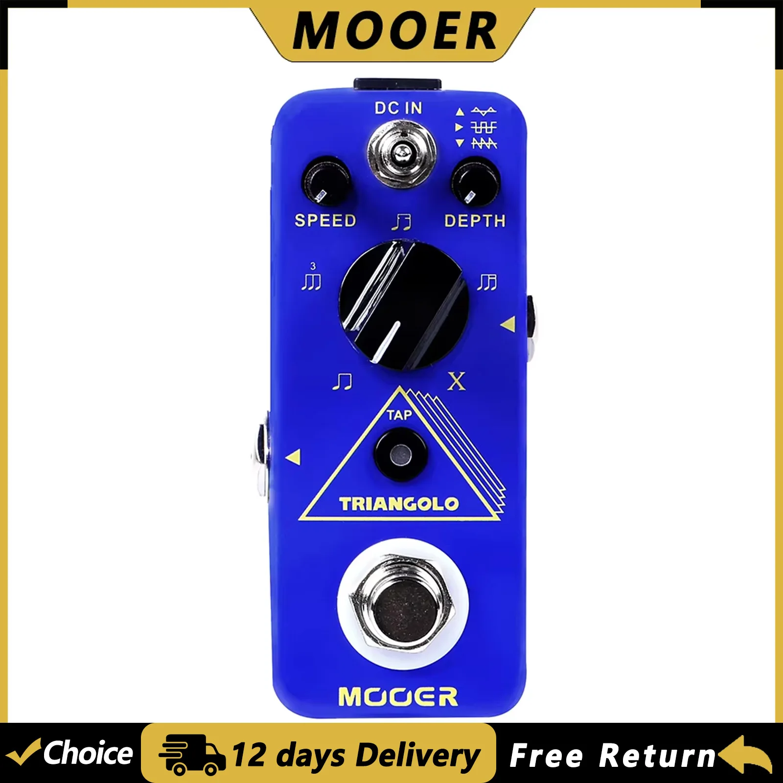 

Цифровая педаль тремоло MOOER Triangolo для гитары, 3 выбираемых режима волны, True Bypass, аксессуары для электрогитары