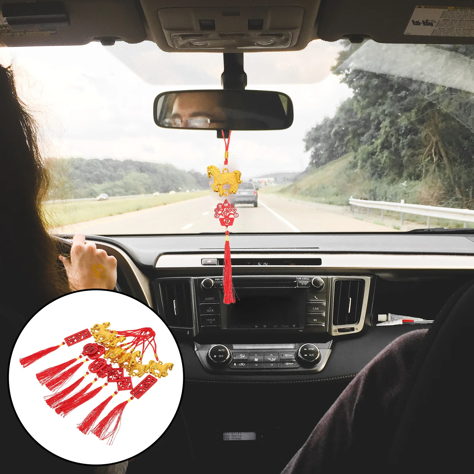 8 szt. Noworocznych dekoracji wiszących, zawieszka w kształcie konia z frędzlem, do wnętrz i na zewnątrz, chiński zestaw ozdób świątecznych.