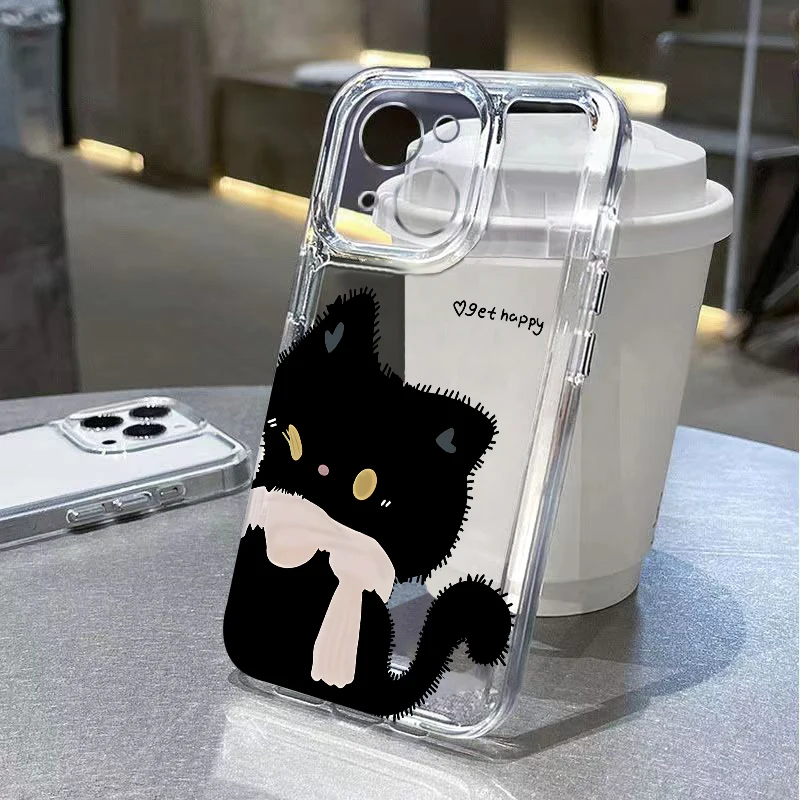 

Couple Cats Cartoon Phone Case for iPhone 17 Air 16E 15 14 13 12 11 Pro Max Plus Mini X Xs 8 7 Soft Clear Cover Coques