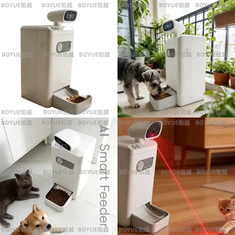 for AI 360 Degree Intelligent Pet Feeder with HD Camera Music Remote Control Automatic Food Dispenser for Cats and Dogs