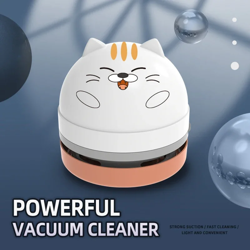 Mini Desktop Vacuum Cleaner Automatic Portable Small Rubber Confetti Computer Table Sweeper Office Student Pencil Crumbs Brush