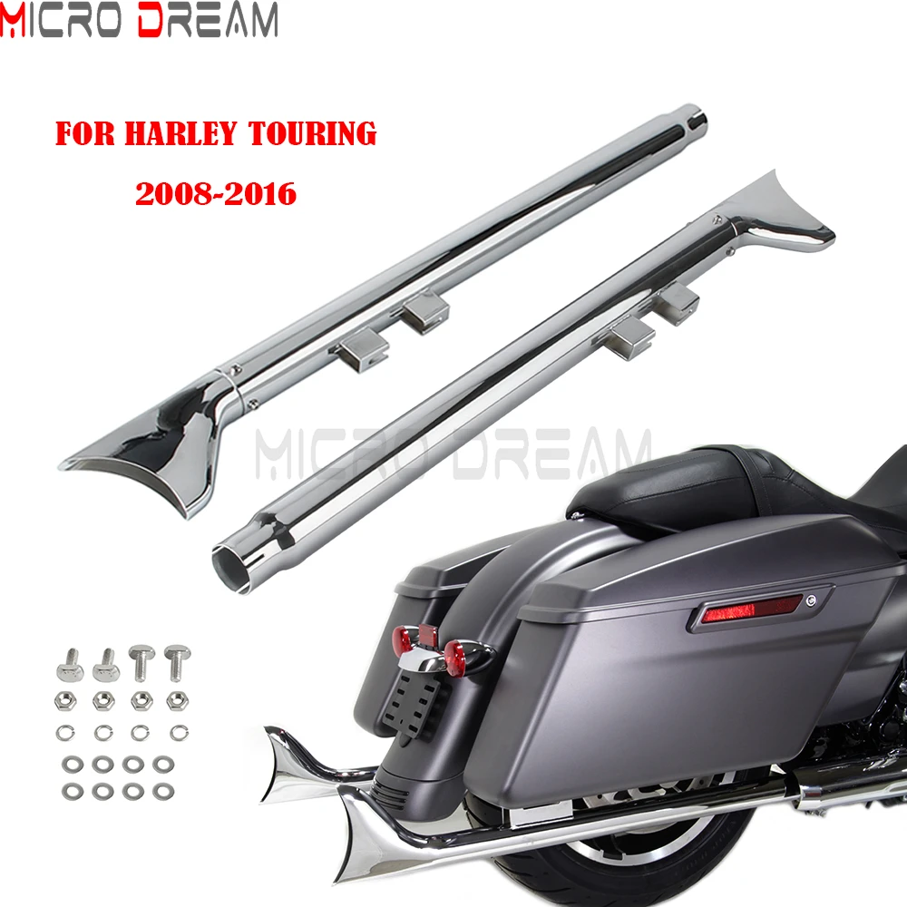 

Motorcycle Mufflers Exhaust Pipes Chrome 36 inch Fishtail Slip On Exhaust Pipe For Harley Touring Electra Road Glide 2008-2016