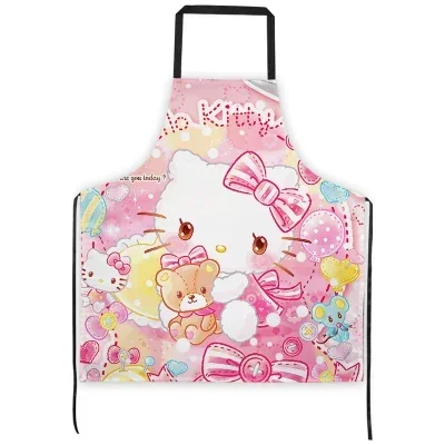 Sanrio Hello Kitty Kitchen Household Cooking Apron Men Women Oil-proof Waterproof Adult Waist Fashion Coffee Avental De Cozinha