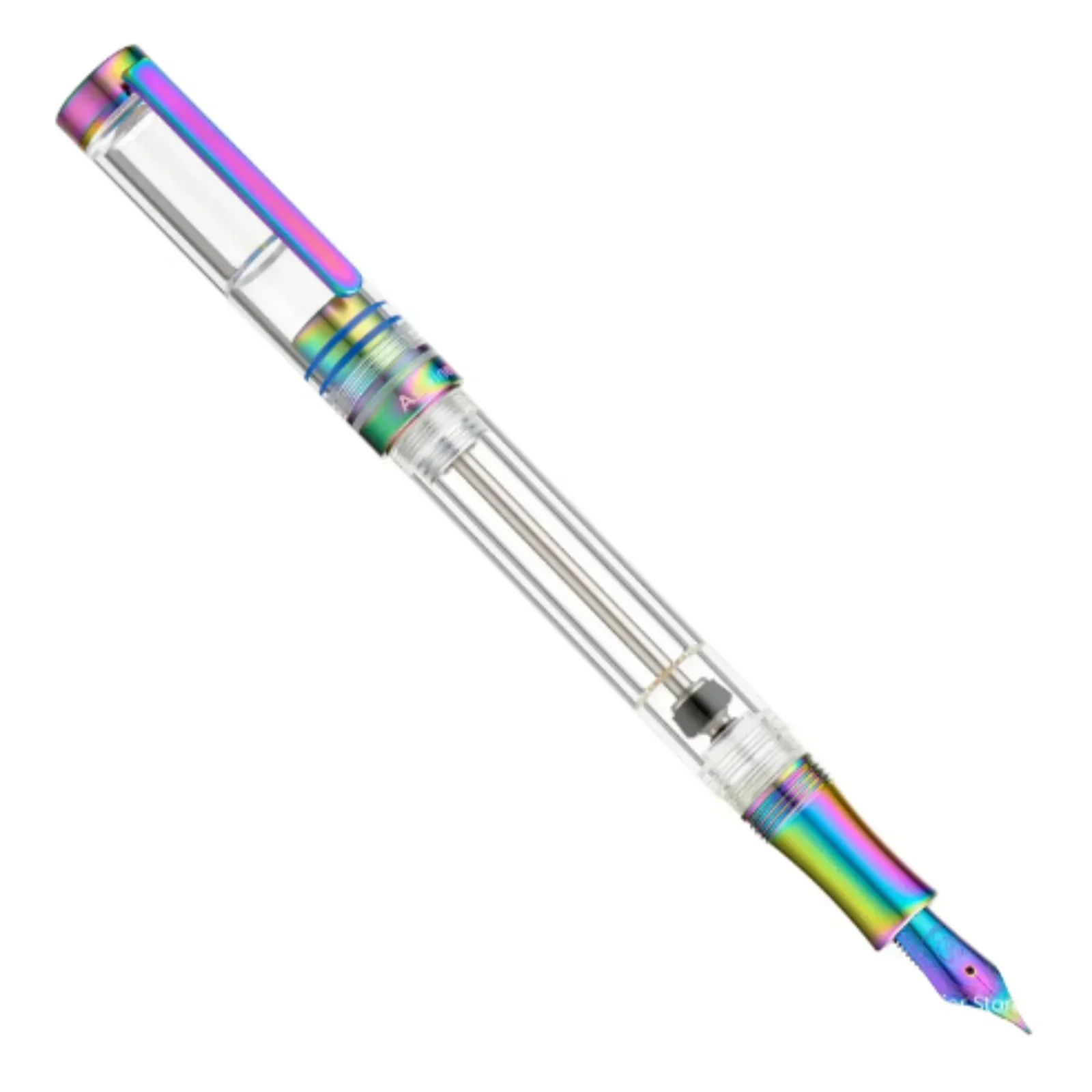 Imagem -04 - Rainbow Titanium Caneta-tinteiro Enchimento a Vácuo ef f m Nib Clear Transparente Acrílico Caneta de Escrita Suave Asvine-v200