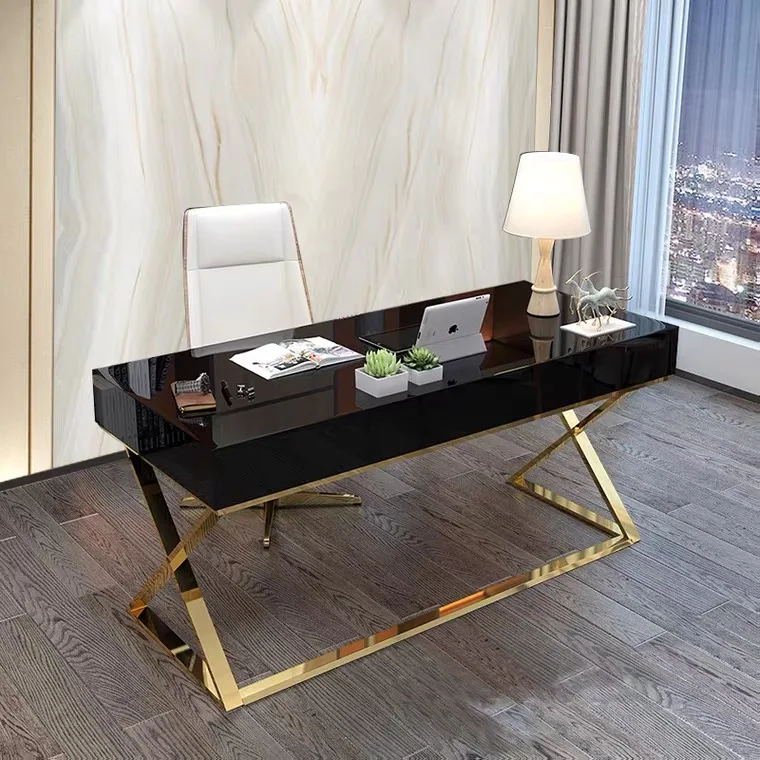 Light Luxury Hotel Study Computer Desk Modern Piano Lacquer Simple Home Office Desk New Model