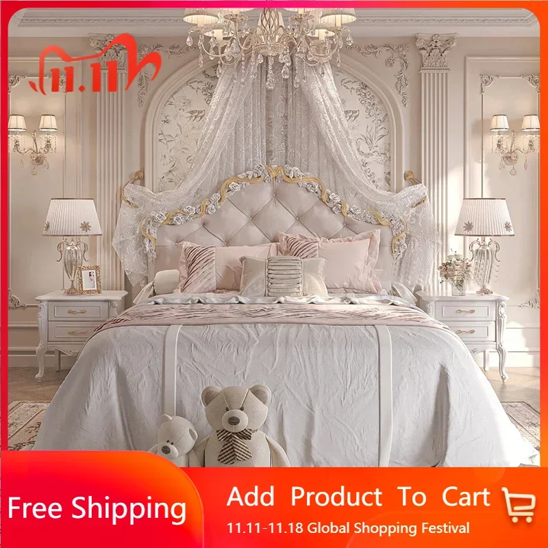 

Large Modern Soft Bed Master Simple Princess Girl Bedframe Human Bed Headboards Floor White Meubles De Chambre Nordic Furniture