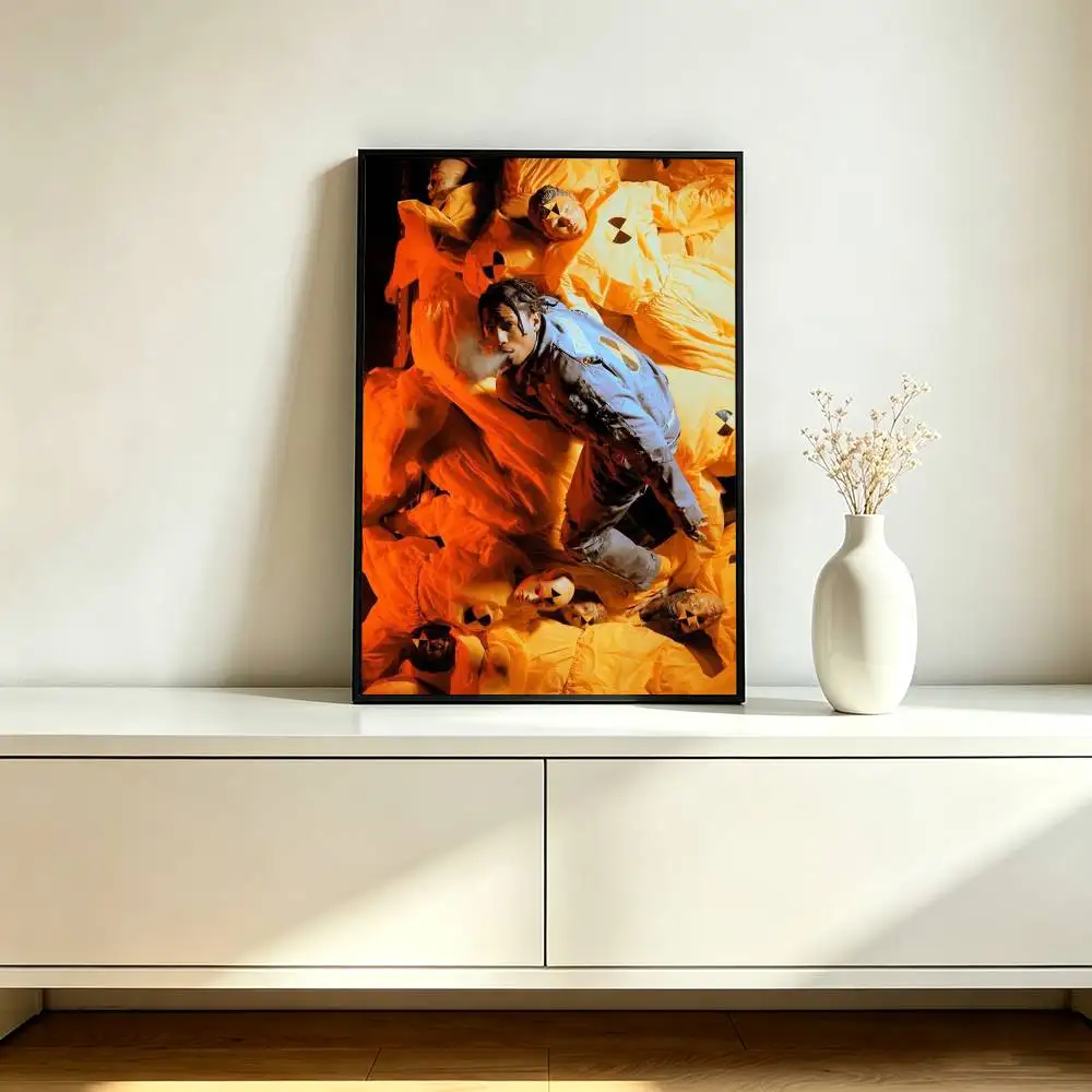 Popular Rapper T-Travis Scott Poster Waterproof Wall Art Sticker For Bar Living Room Vintage Decor High Quality Print Gift