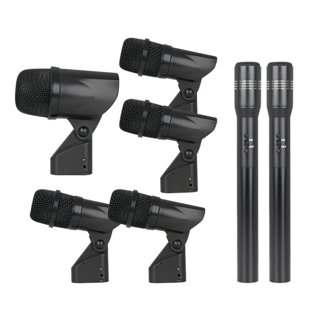 Kit professionnel de musique tingMicrophone 7 pièces Microphones de haute qualité pour l'enregistrement de SC-7A de performance de batterie