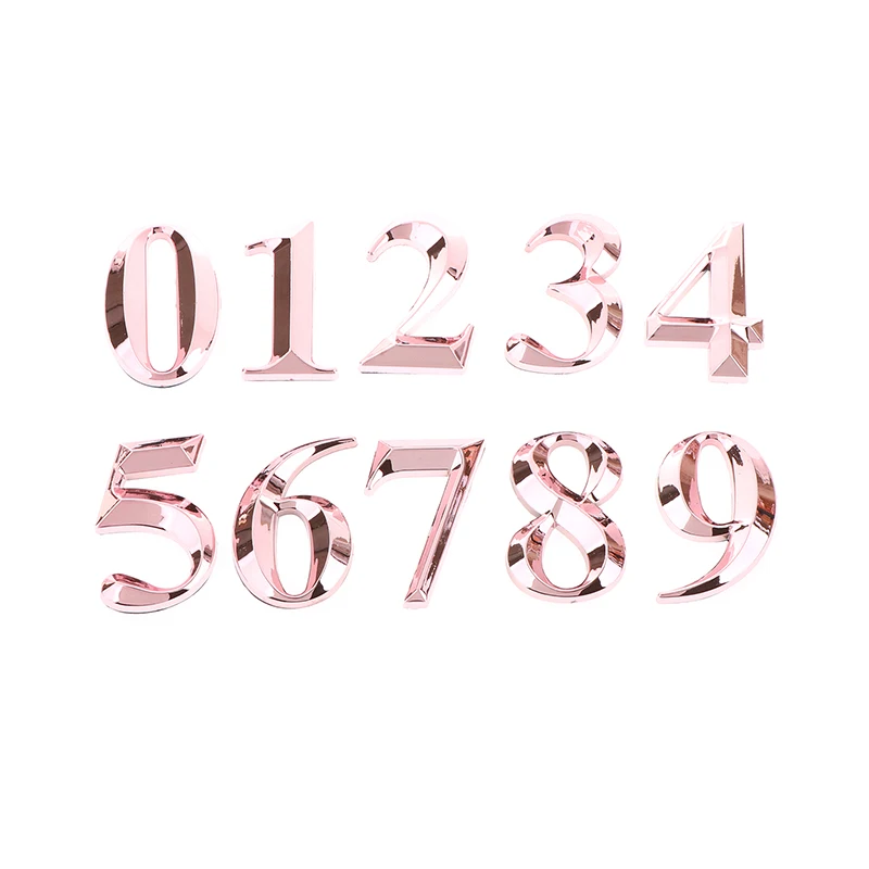 1pc 5cm Rose-red Home Sticker Address Door Resin Label Modern House Number Digital 0-9 Hotel Apartment Door Plate