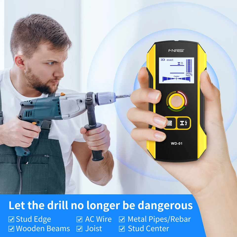 FNIRSI WD-01 WD-02 Metal Detector Wall Scanner with Newly Designed Positioning Hole for AC Live Cable Wires Metal Wood Stud Find, image 3