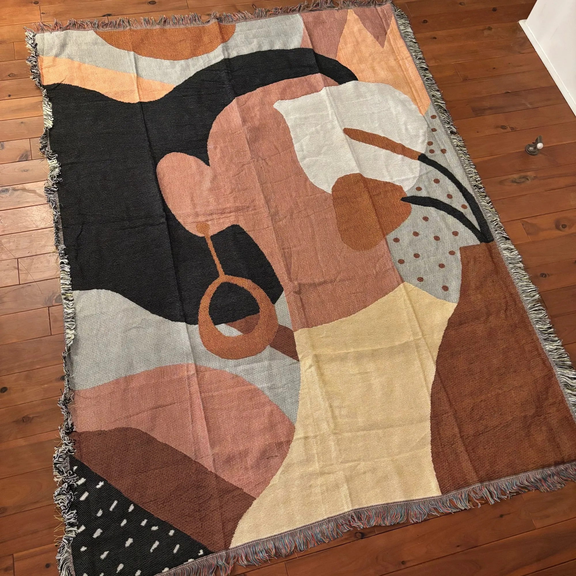 Mid-Century Modern Boho Abstract Art Woven Wall Tapestry Throw Blanket Decorative Jacquard Sofa Cover for Living Room Drop Ship
