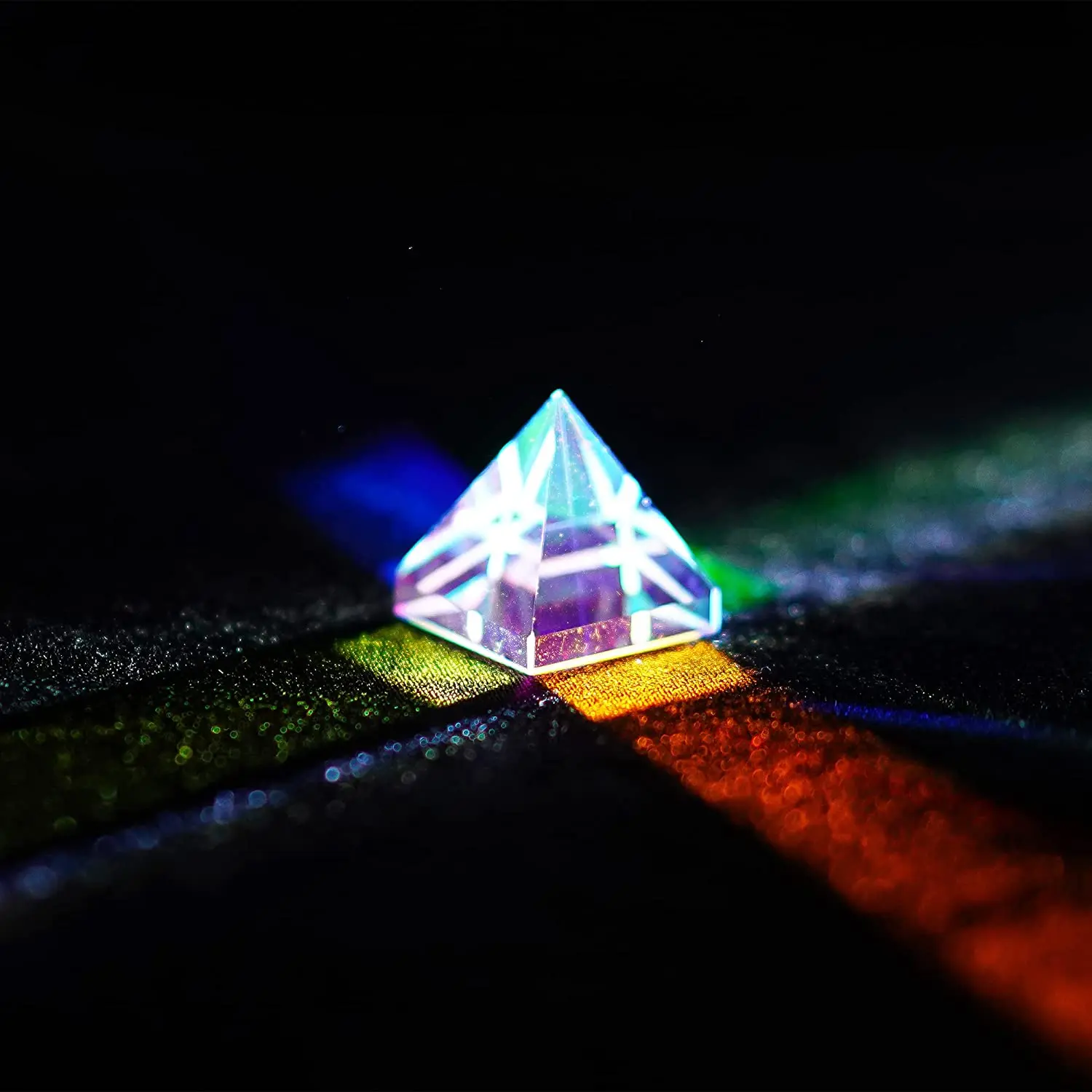 H&D Color Cube Prism 20mm K9 Optical Crystal Glass Polyhedron RGB Dispersion Prism for Physics,Photography,Desktop Decoration