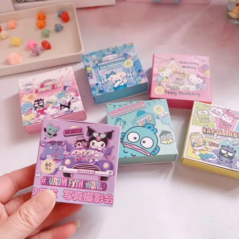 Kawai – petits autocollants Sanrio en boîte, Kuromi cannelle mélodie, décoration artisanale pour enfants, autocollants pour réfrigérateur, cadeaux, DIY bricolage