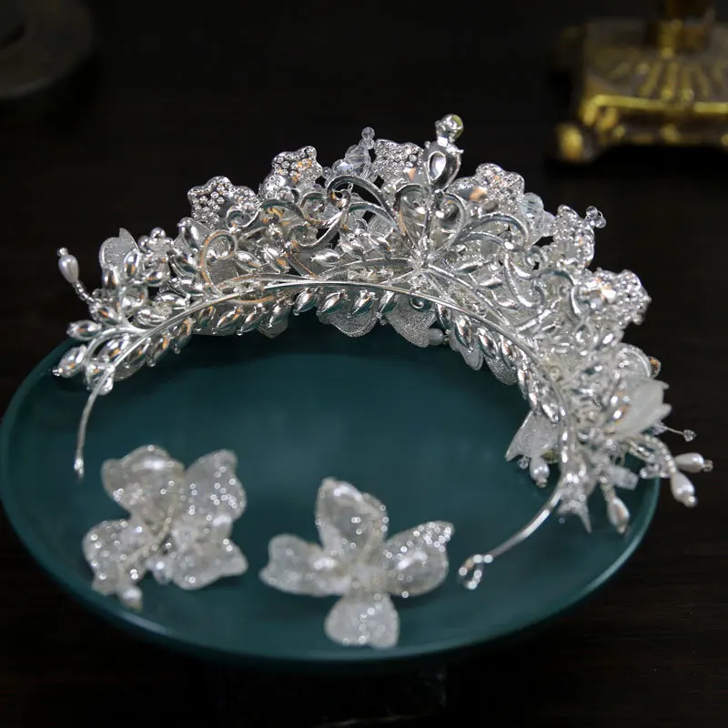 Imagem -06 - Luxo Nupcial Casamento Cristal Tiaras Coroas Brincos Conjunto para Mulheres Flor de Strass Mulheres Coroa Diadema Acessórios para Cabelo Jóias Headband