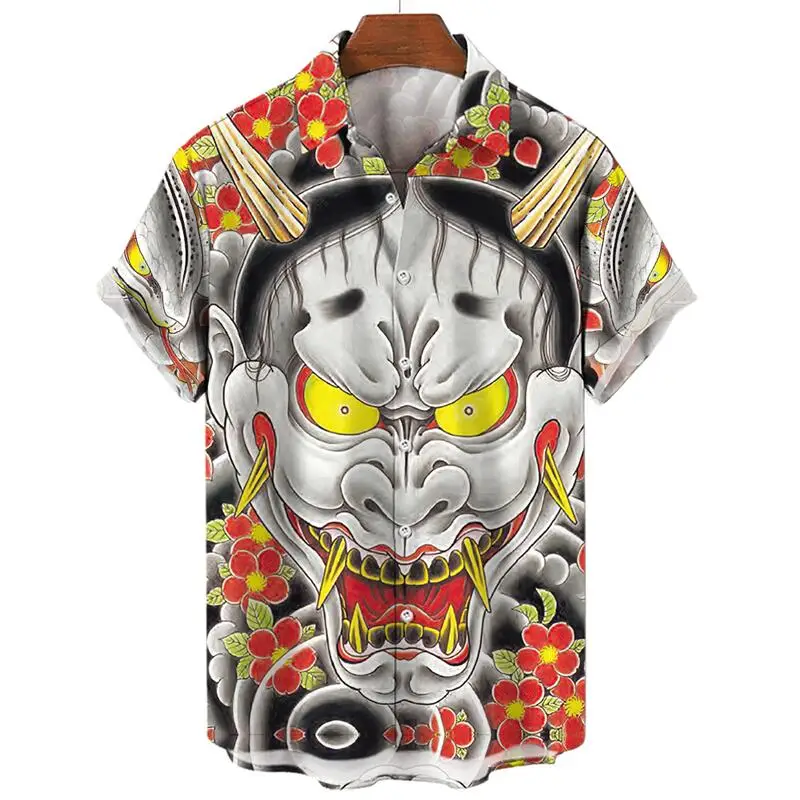 Men\'s Fashion Trends Harajuku Casual Short Sleeve Social Vintage Hawaiian Shirt Dragon Holiday Gifts Beach Y2k Cartoon Clothing