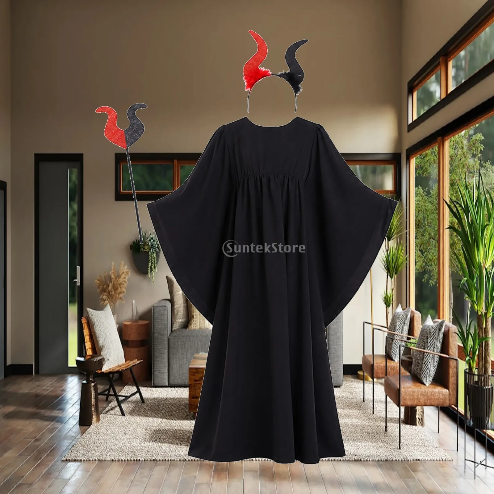 Performance Dress Simple to Put on and off Cape Sleeve Dress Gown Comfortable Outfit Flowing for Girls