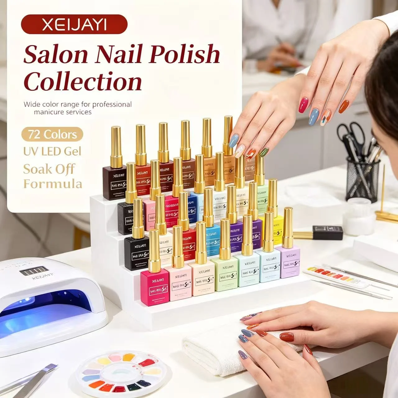 XEIJAYI Gel Nail Polish ,UV LED Soak Off Semi Permanent Nail Varnish Kit,Multi-color Nail Art Gel for Salon DIY Manicure