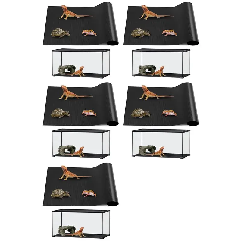 

【ORNAMENT】5X Коврик для рептилий, подложка для террариума для гекконов-леопардов, ящериц, змей, напольное покрытие для рептилий, 18x36 дюймов, черный