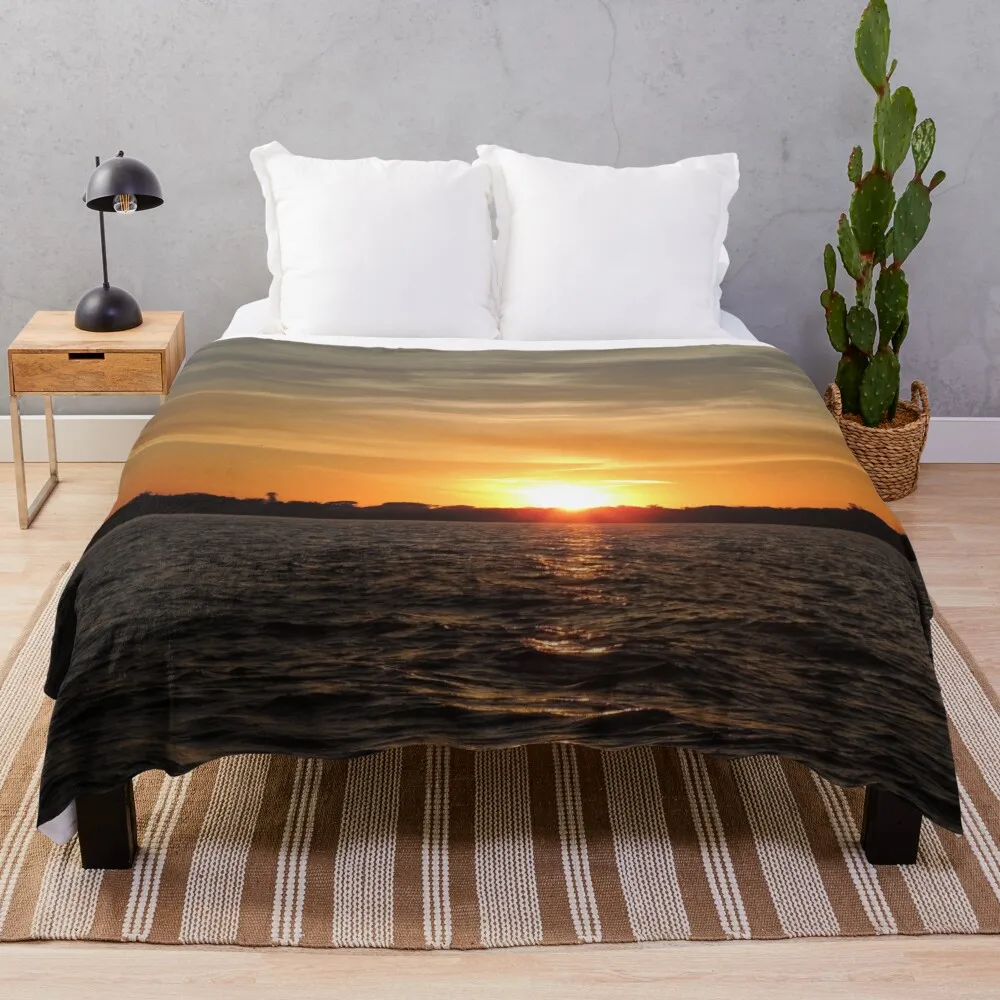 Sunset on the river Throw Blanket Soft Beds Decorative Beds Blankets