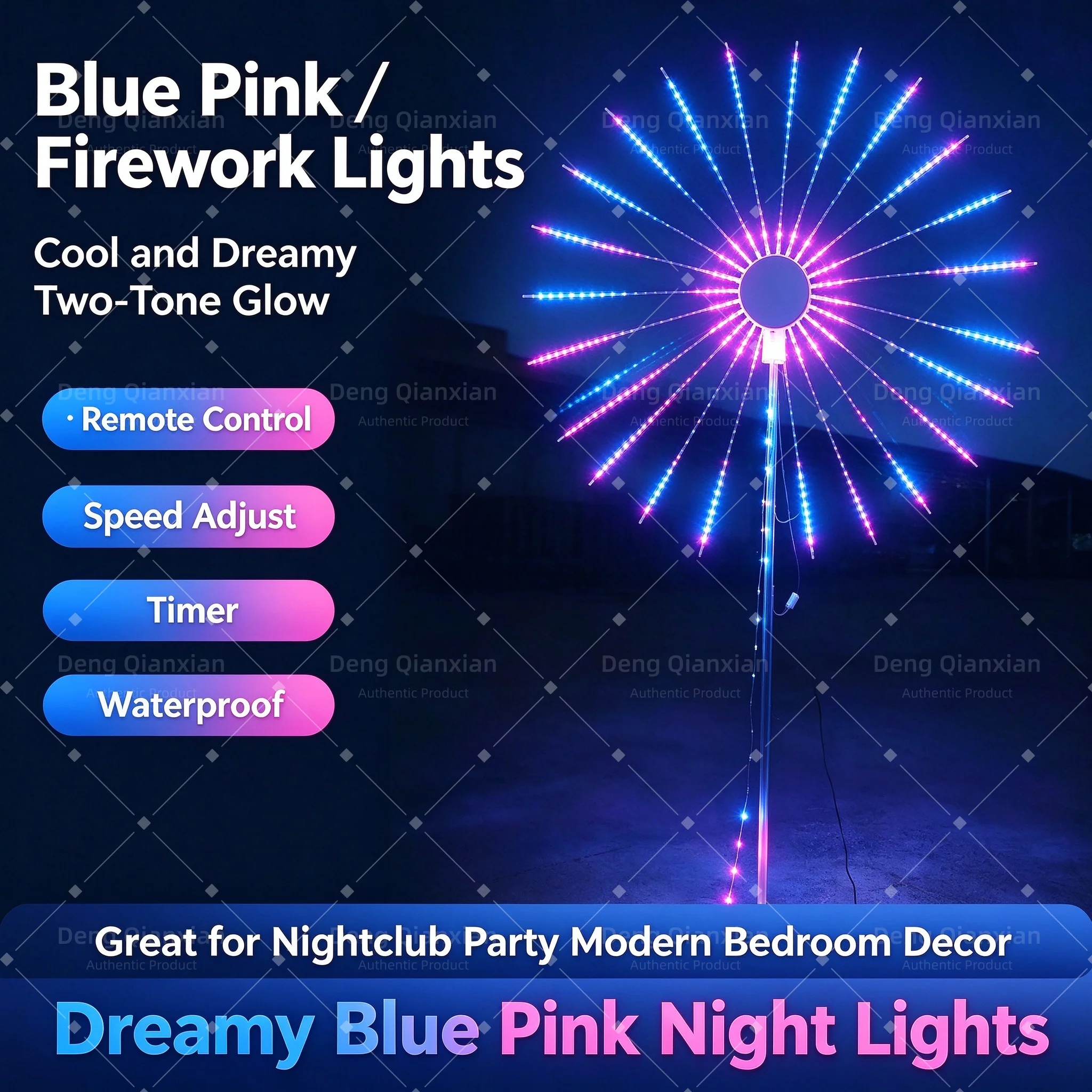 APP Control RGB Firework String Lights, Programmable Dynamic Strobe Effects, Sound Activated Waterproof Outdoor Garden Lamp