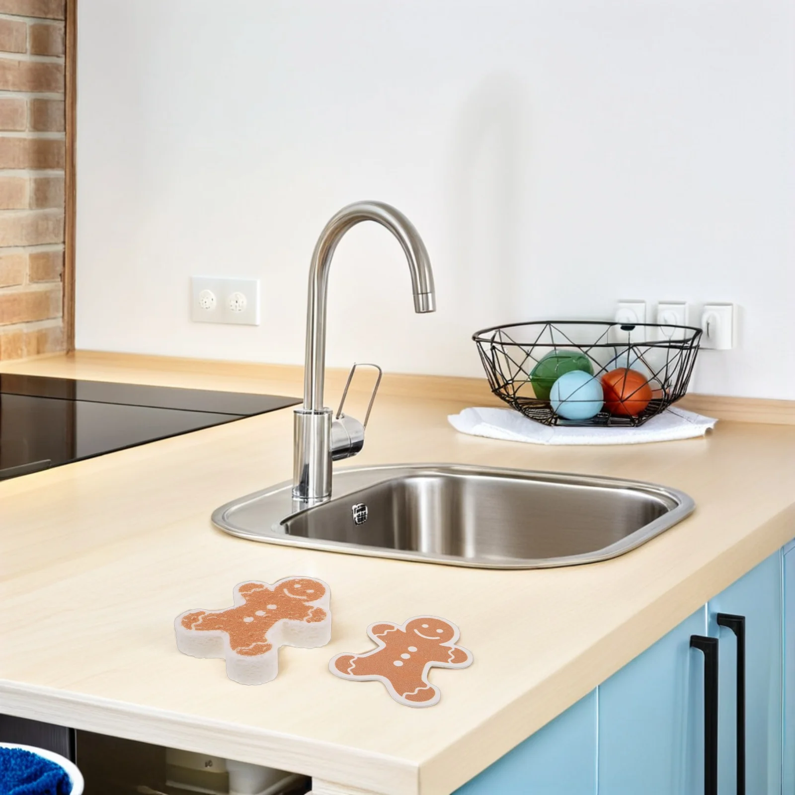 

6Pcs Gingerbread Man Sponge Christmas Kitchen Cleaning Sponges Non Scratch Dish Scrubber Household Reusable Dishwashing Pads