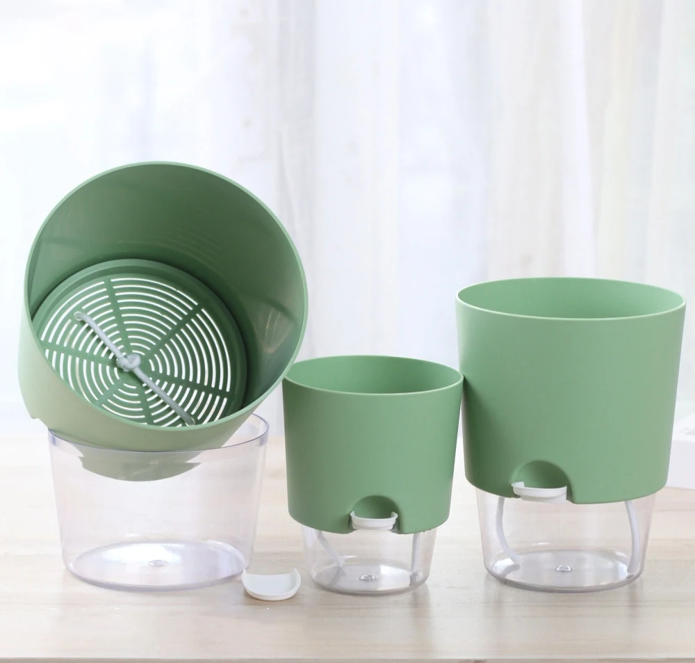 أصيص زهور بلاستيكي شفاف ذاتي الري ، أصيص نباتات الزراعة المائية ، مزارعي أصيص عصارية ، ديكور مكتبي منزلي #4