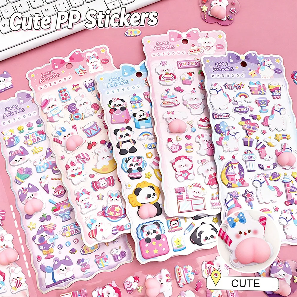 

Новые объемные 3D-наклейки в виде мультяшных животных для декора: милые пышные стикеры для скрапбукинга, чехлов для телефонов и DIY-проектов