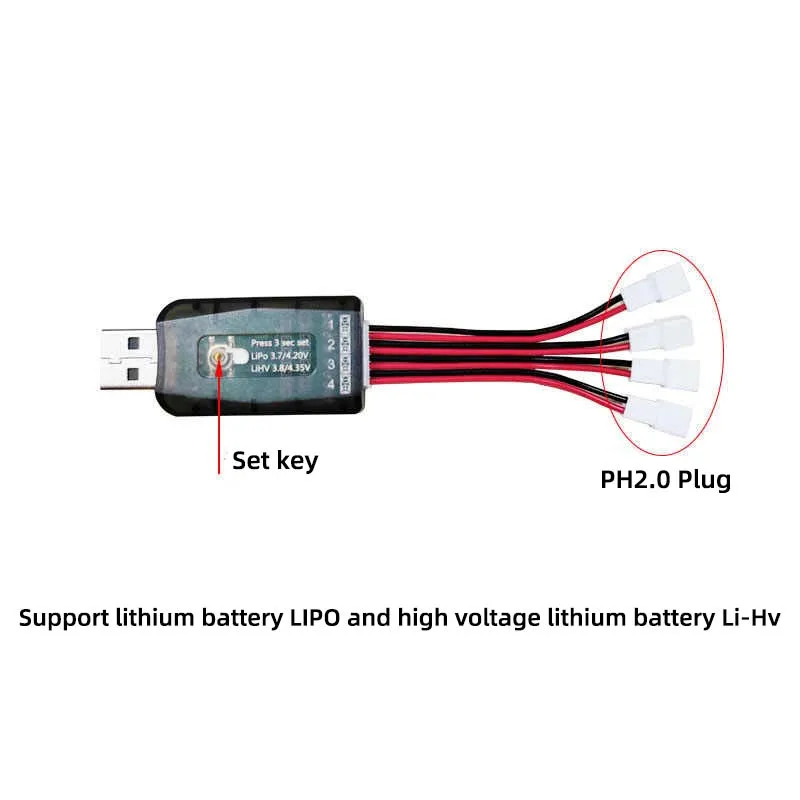 AOKoda CX405 four-way Weili PH2.0 port 3.7v 1S USB high voltage lithium battery AOK charger