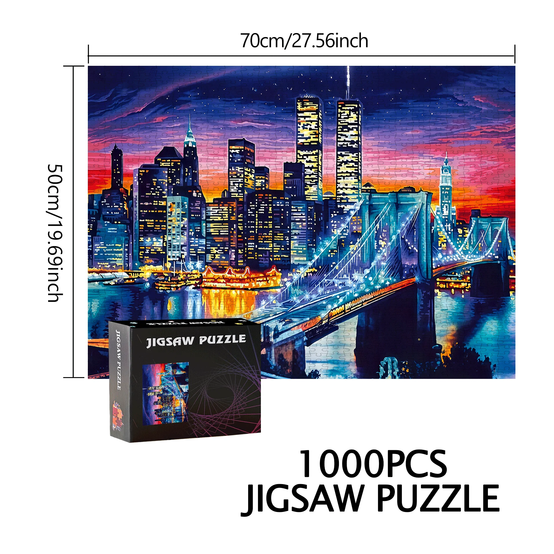 New York, Twin Towers 500pcs/1000pcs Puzzle Game - Gift for Family Interactive Playtime DIY Home Decor Brain Challenge Designe
