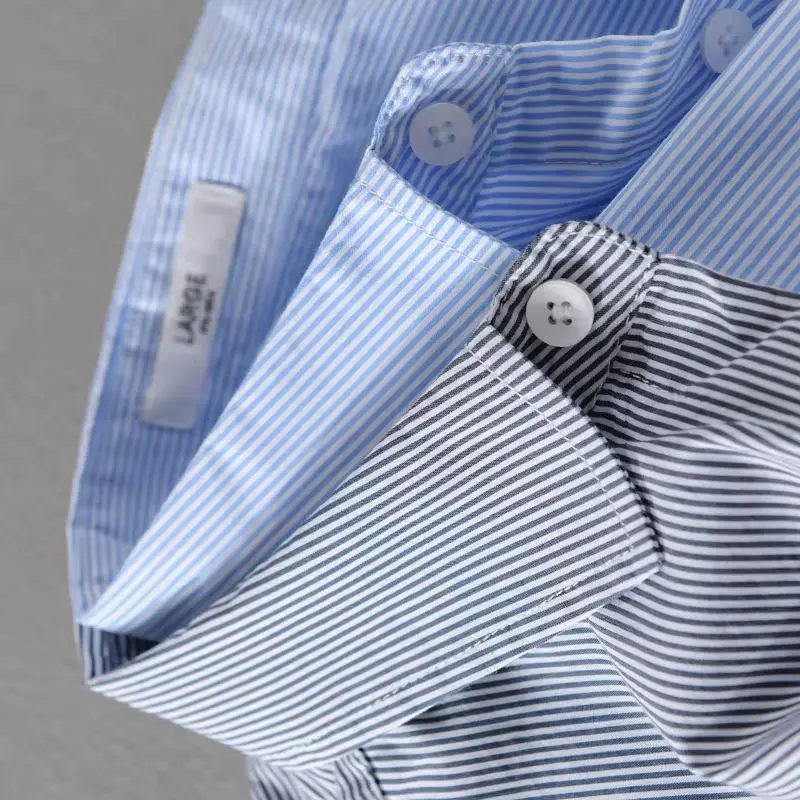 

New Designer French Quality Embroidery Cotton Brand Shirts For Men Trend Casual Long-sleeve Stripe Top Clothes Camisa Masculina