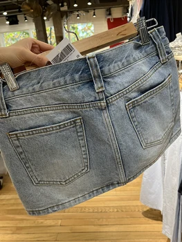 Vintage Blue Low Waist Denim Skirts Casual Chic Pockets A-line Summer Mini Skirts Women Y2k Streetwear Harajuku Slim Faldas 2026 5