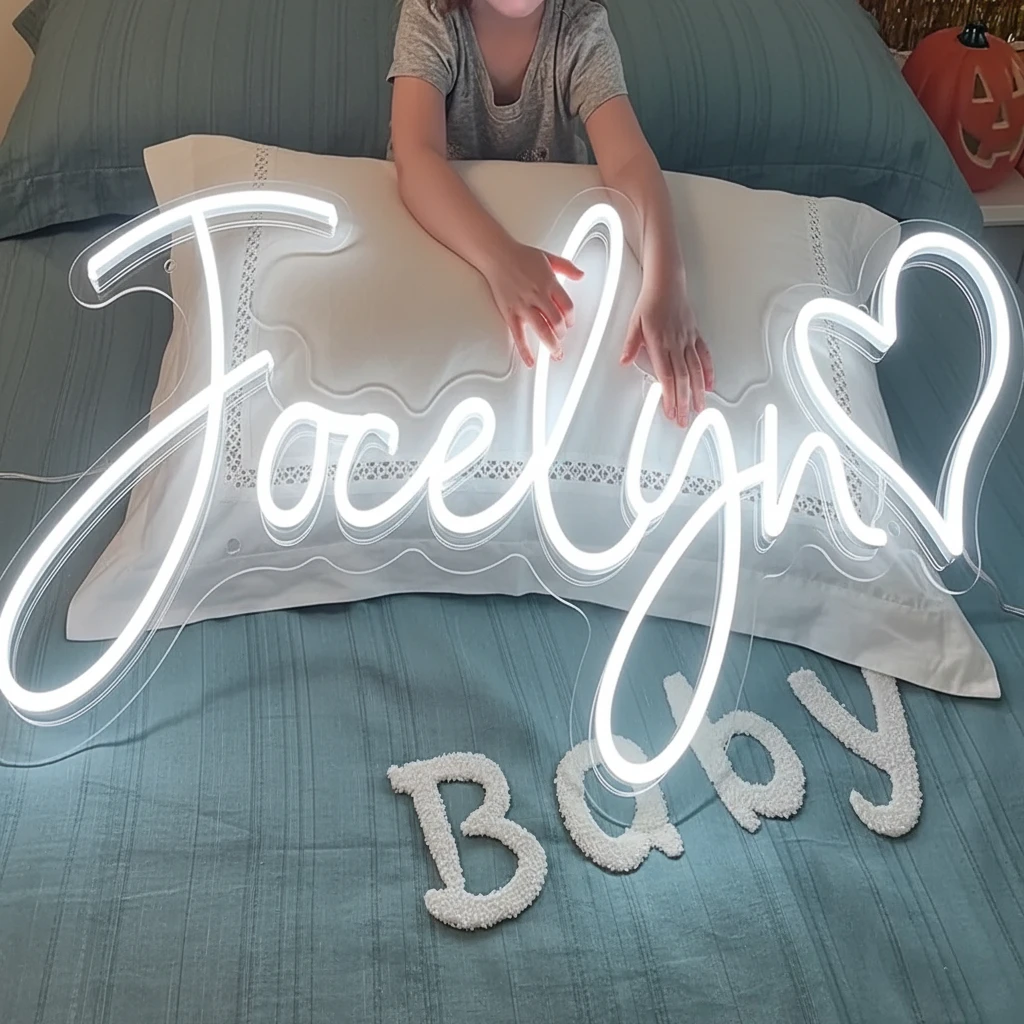 Letreros de neón personalizados, luces de neón Led grandes, personalizados con corazón para nombre, logotipo de estudio de boda, decoración de pared, letrero de neón con nombre