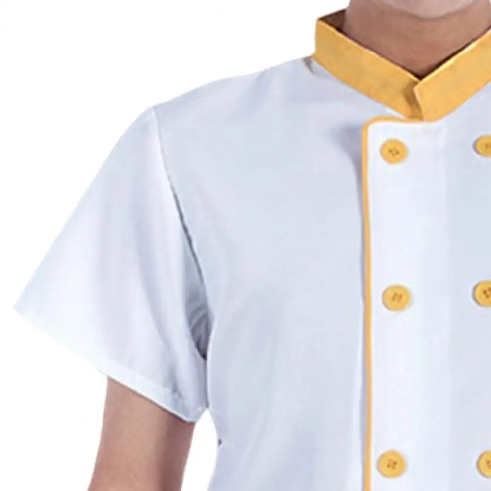 เสื้อเชฟคอตั้งสีตัดกัน ซักง่าย ใส่ทำงาน ทรงหลวม ใส่ได้ทั้งชายและหญิง ชุดยูนิฟอร์มพ่อครัว เสื้อเชฟ