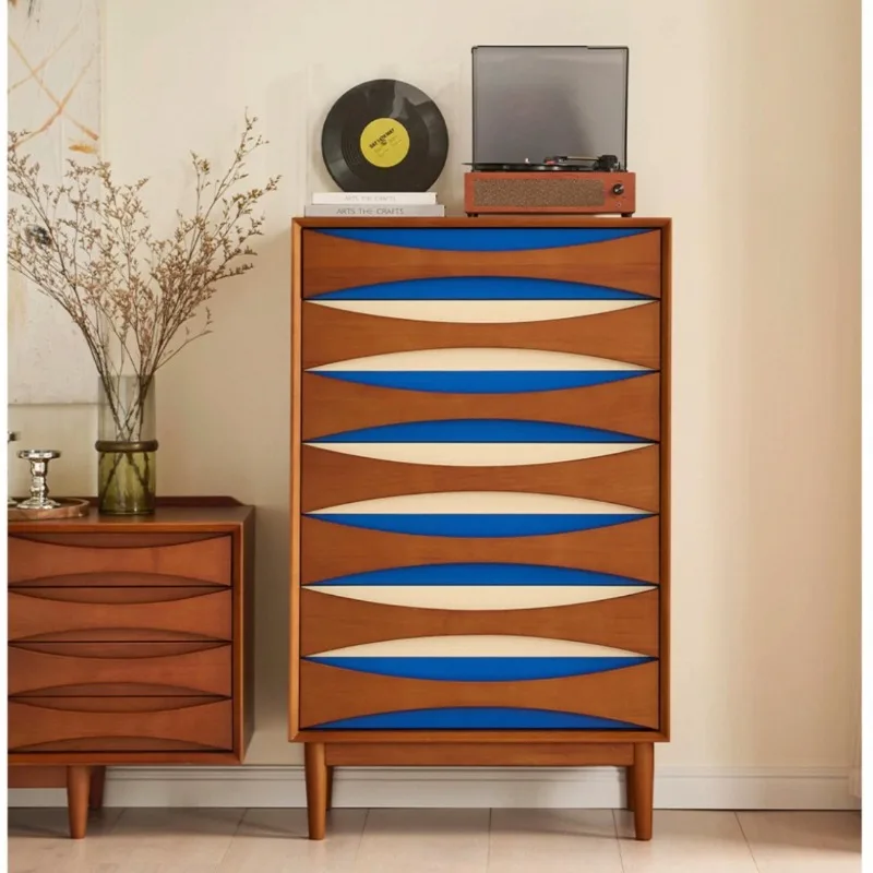 Medieval solid wood smiley face bucket cabinet combination  retro storage storage cabinet Bauhaus storage
